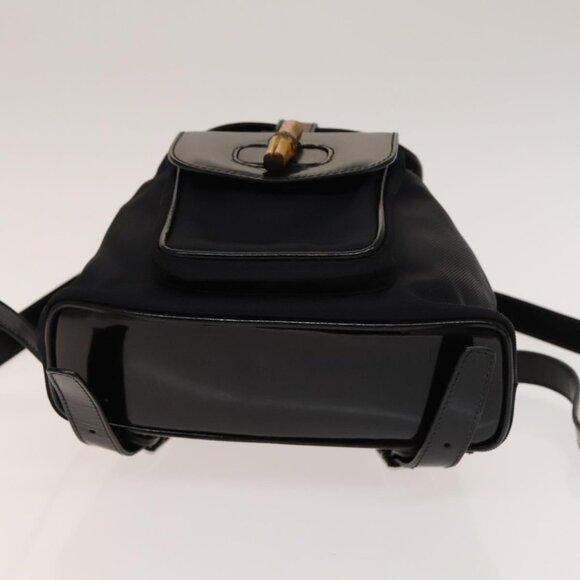 GUCCI Bamboo Backpack Canvas Black Silver 003 1998 0030 Auth 140163 - Picture 6 of 16